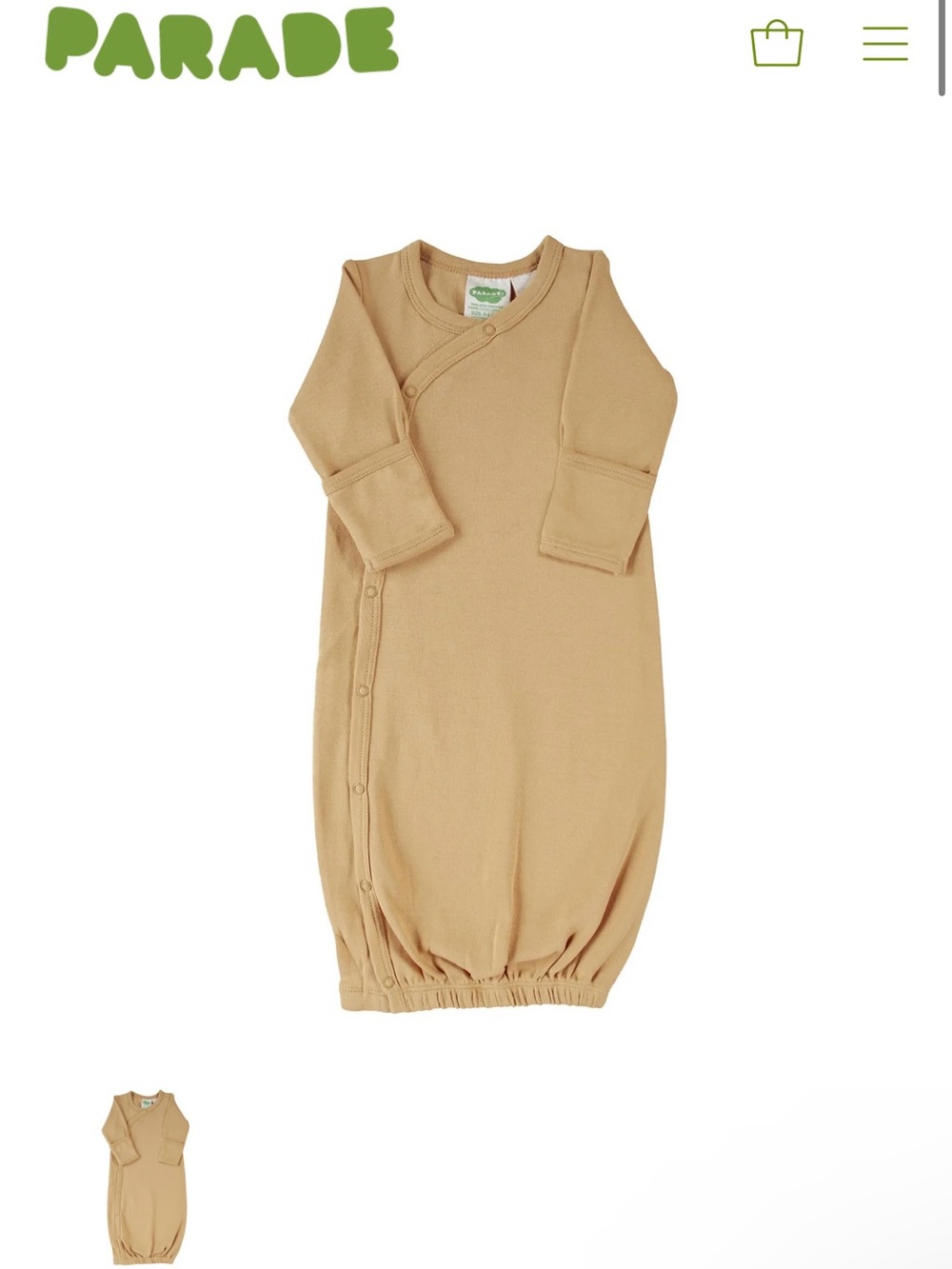Parade organic cotton 0-3m sleep gown- GOTS certified